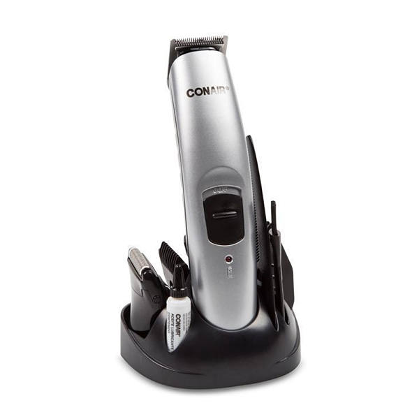 Recortadora de barba y bigote recargable Conair con navajas de acero inoxidable y base para guardar 12 pz modelo GMT189RES
