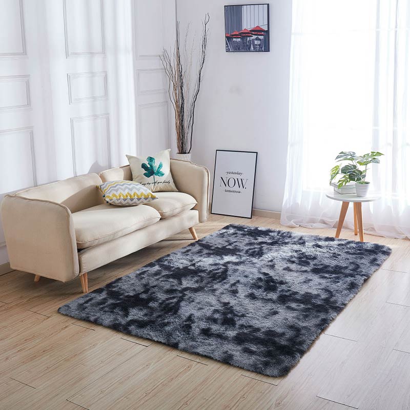 Tapete para Sala Afelpado Motley Negro 200x160cm Pelo Largo Y Suave Calidad