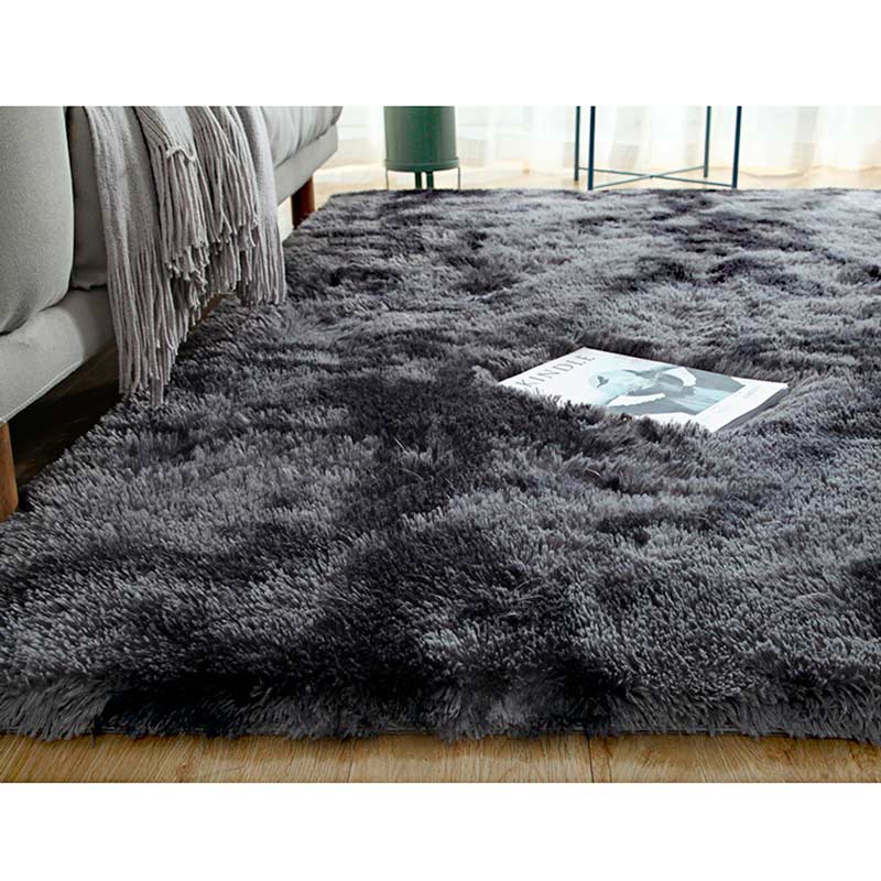 Tapete para Sala Afelpado Motley Negro 200x160cm Pelo Largo Y Suave Calidad