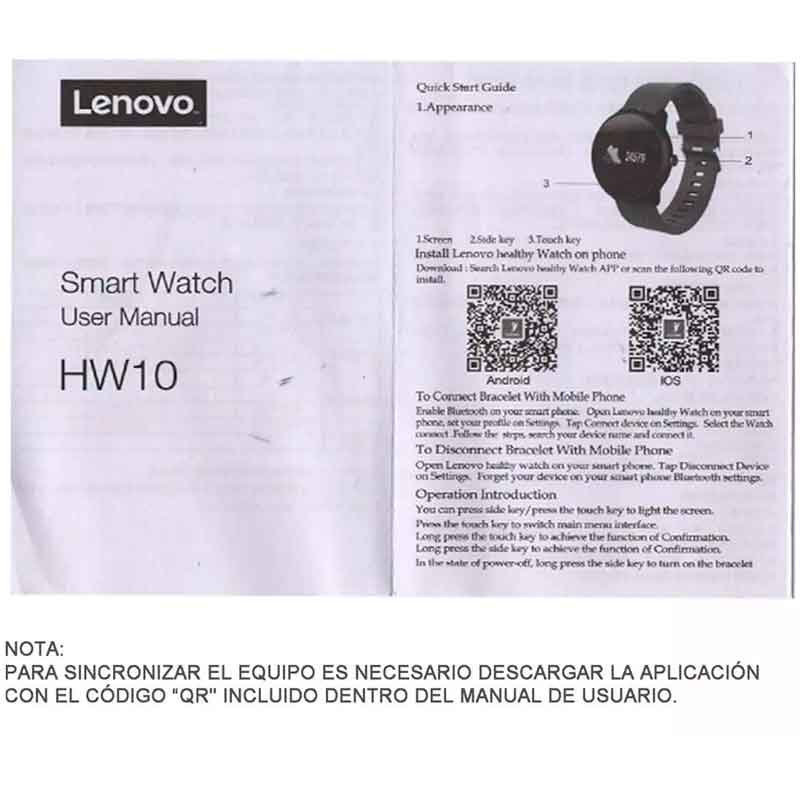 Smart Watch LENOVO HW10 Reloj Inteligente Touch Oled 6 Sensores Verde 