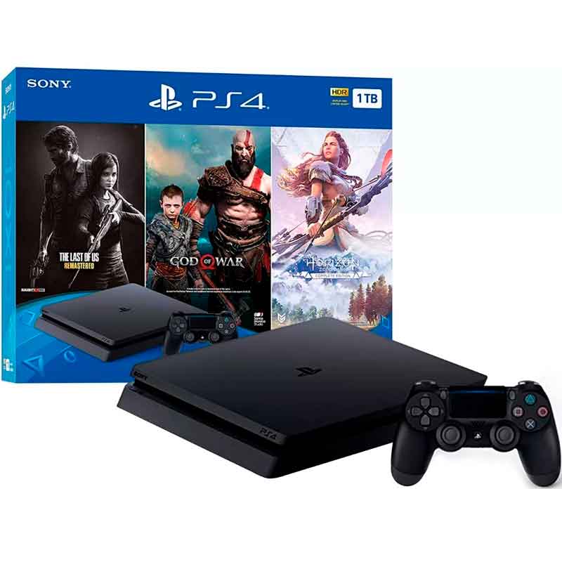 Consola PS4 SONY PlayStation 4 1TB Bundle God of war Horizon Zero Dawn 