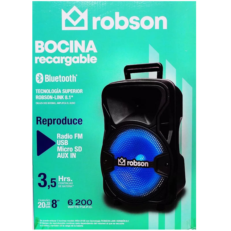 Bafle Recargable Con Tecnología True Wireless 8 Pulg Led Rgb ROBSON