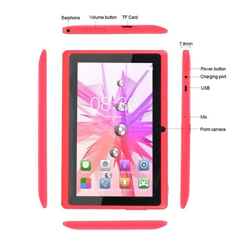 Tablet Básica Android 8.1 Quad Core 7 Pulgadas Mextablet F708 Rojo.