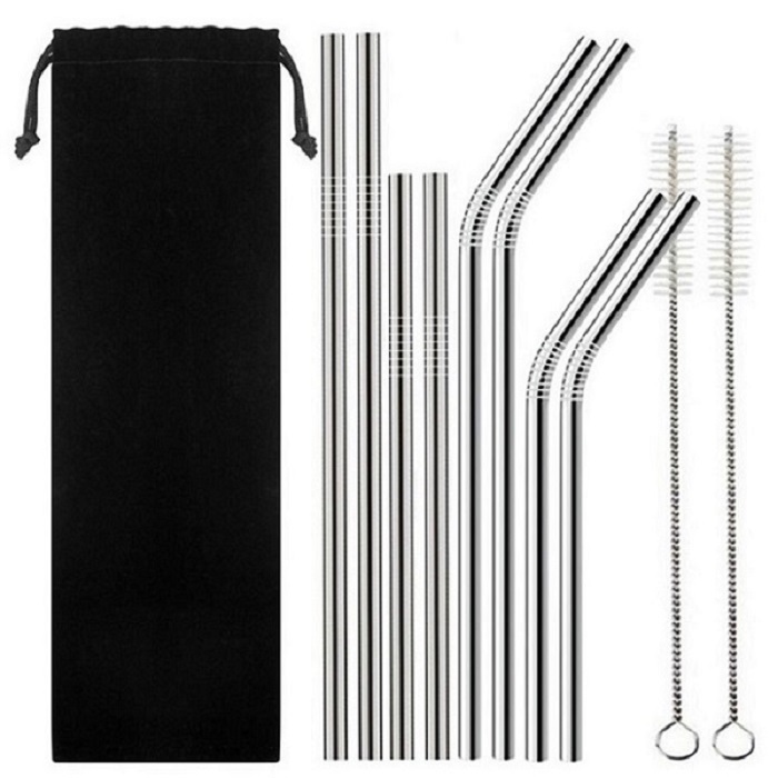 Kit 8 Popotes Metal Inoxidable Portátiles Ecológico