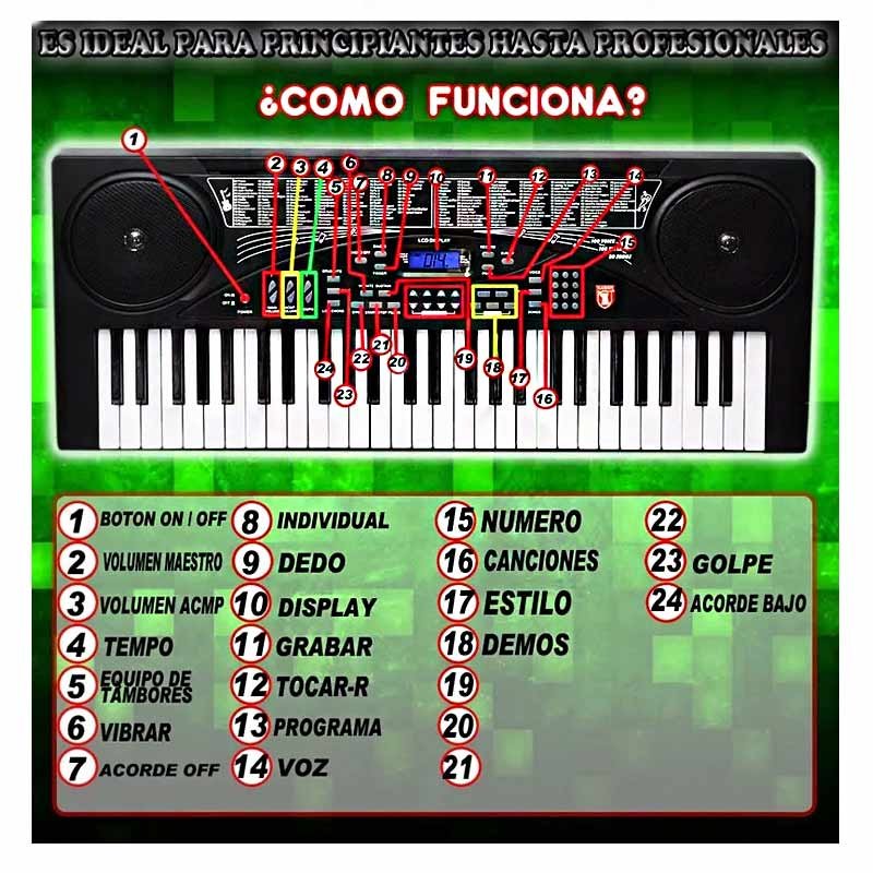 Increible Teclado Musical MITZU Con Mas De 100 Funciones Y Boton Especial De Grabacion