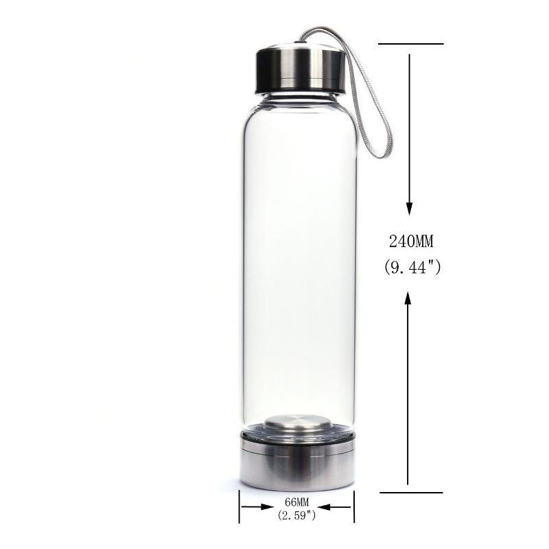 Botella Cristal Acero Agua Prisma Cuarzo Transparente