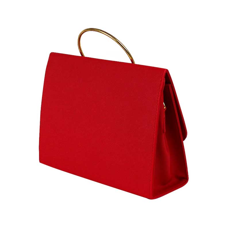 Bolsa de Mano con Asa Dorada Para Mujer Color Rojo 