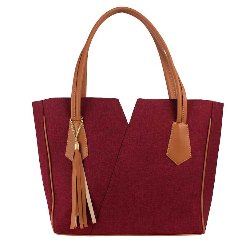 Bolsa Tote Amplia Para Mujer con Doble Asa Color Vino