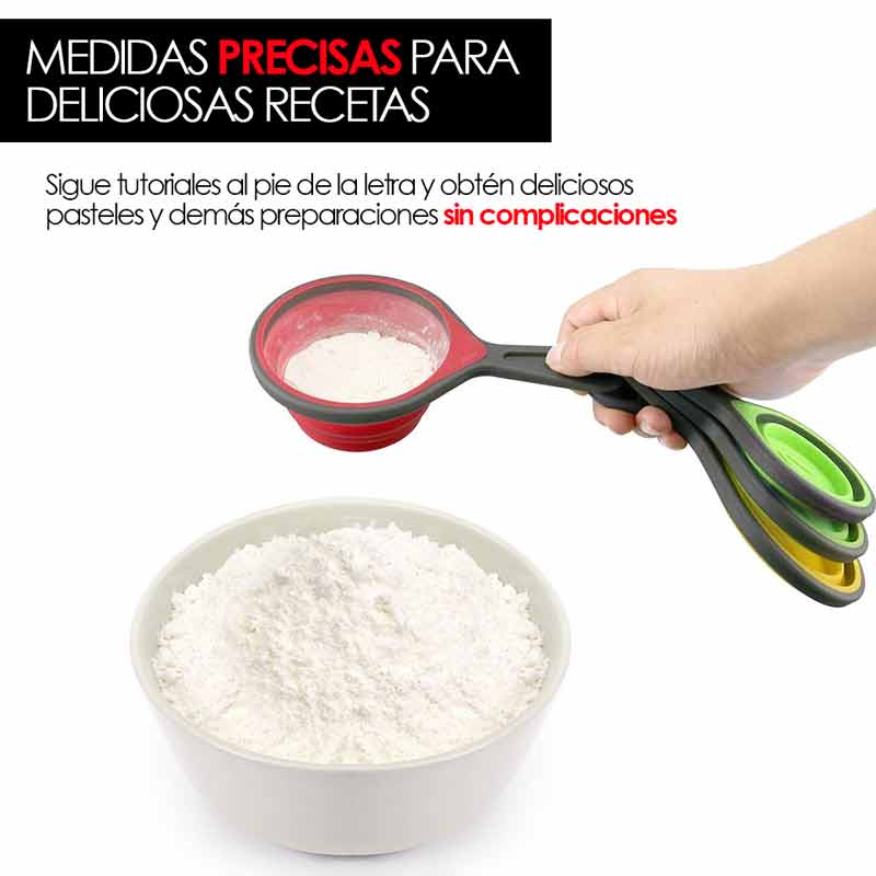 Tazas Medidoras Plegables Cocina Repostería 4 piezas Redlemon.