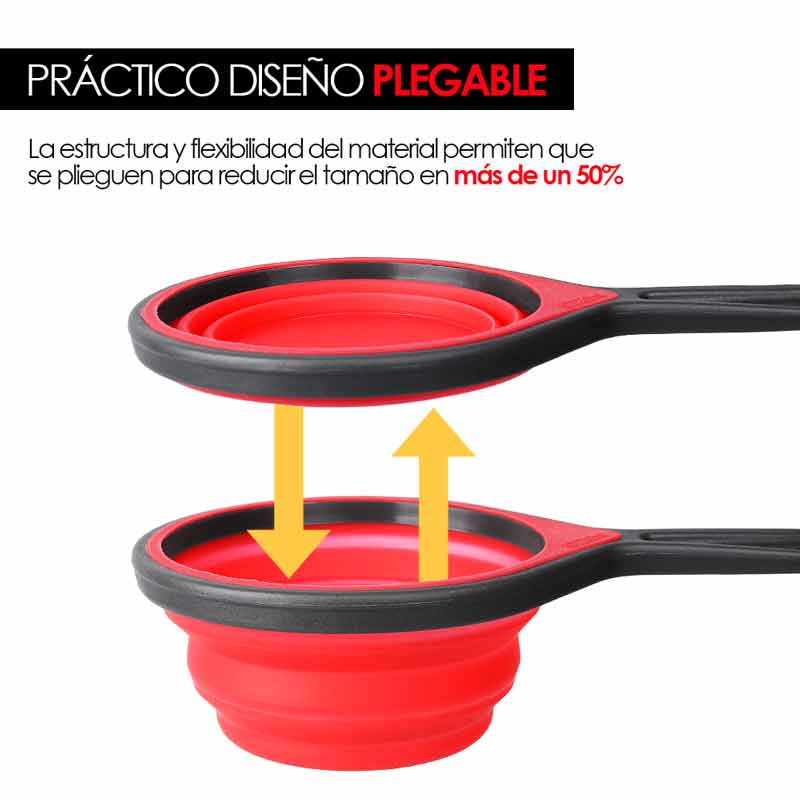 Tazas Medidoras Plegables Cocina Repostería 4 piezas Redlemon.