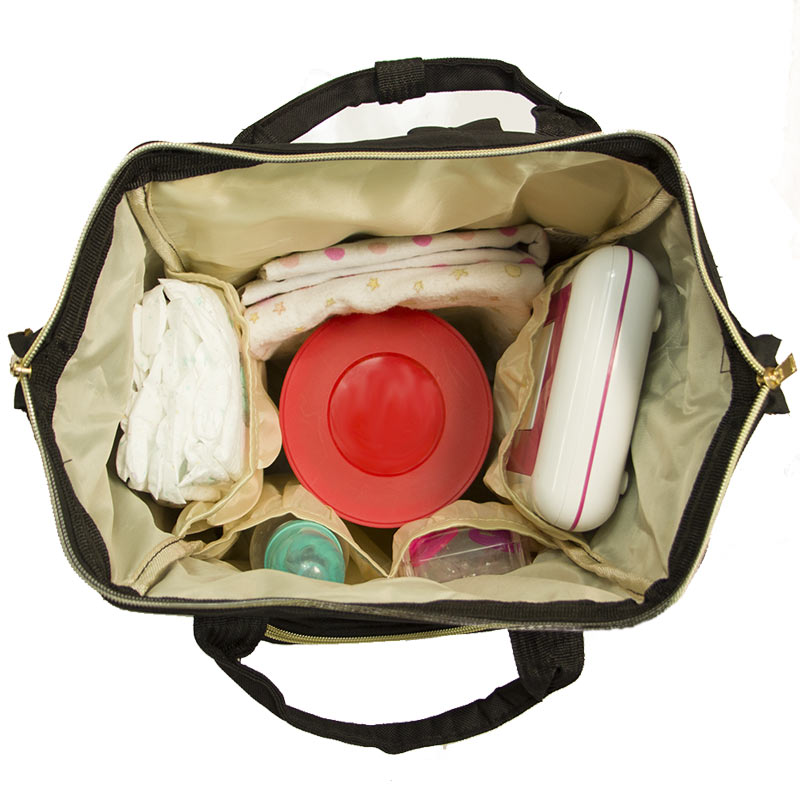 Pañalera Mochila Bebe Termica Organizador Biberon Impermeable Negra