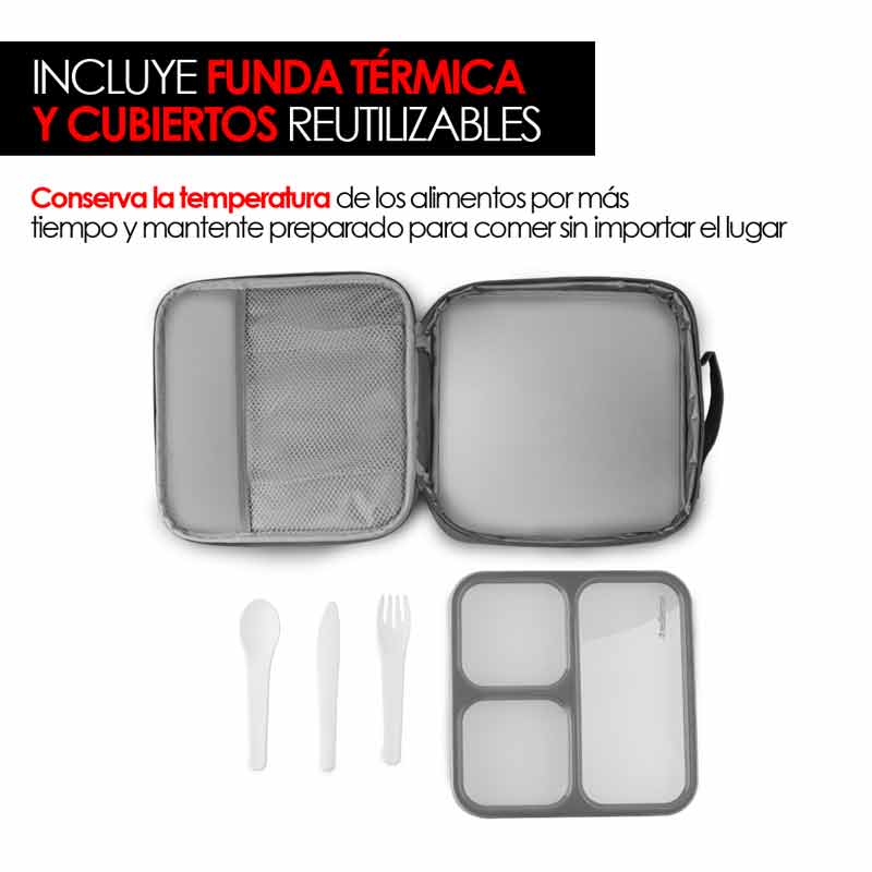 Lonchera Térmica Bento Box Hermética Con Funda Redlemon