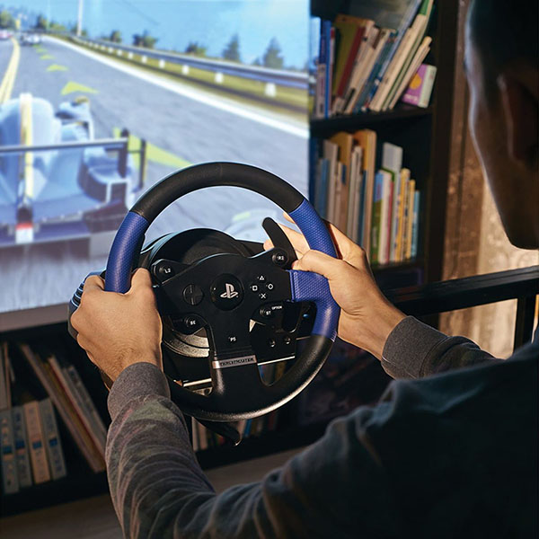 Volante Para Videojuegos Negro con Azul Modelo T150 Force Feedback Marca THRUSTMASTER 