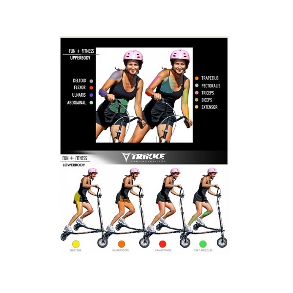 Trikke patineta, vehículo de 3 ruedas, skate, fitness, ski, ejercicio 