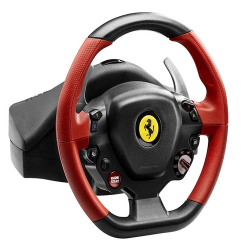 Volante Para Videojuegos Negro Con Rojo Modelo Ferrari 458 Spider Marca THRUSTMASTER 
