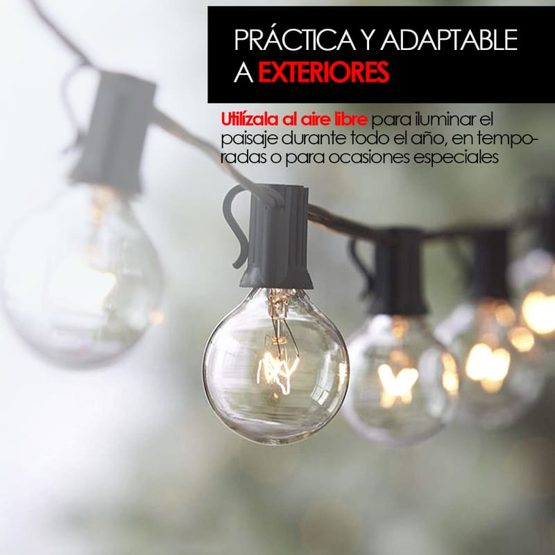 Redlemon Focos para Exteriores tipo Vintage (Serie de 25 Unidades con Cable), Luz Cálida, Ideales para Decoración de Terrazas, Roof Garden, Jardines, Restaurantes y Tiendas. 7.5 Metros de Longitud