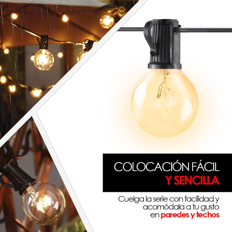 Redlemon Focos para Exteriores tipo Vintage (Serie de 25 Unidades con Cable), Luz Cálida, Ideales para Decoración de Terrazas, Roof Garden, Jardines, Restaurantes y Tiendas. 7.5 Metros de Longitud
