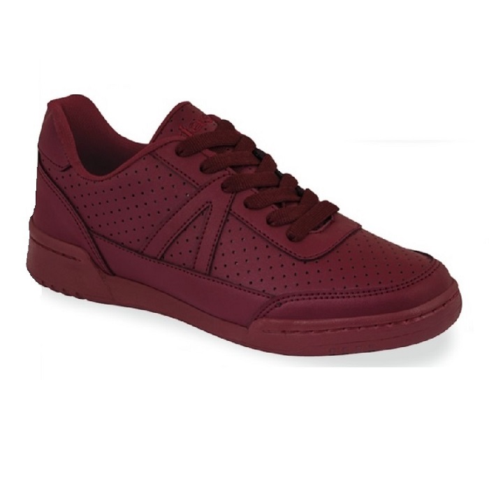 Tenis Sneakers Dama Mujer Casual Tipo Piel Comodo Vino Urbano Tintos