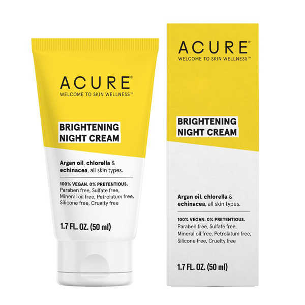 Acure. Brightening Night Cream, crema de noche que humecta, protege e hidrata. 50 ml
