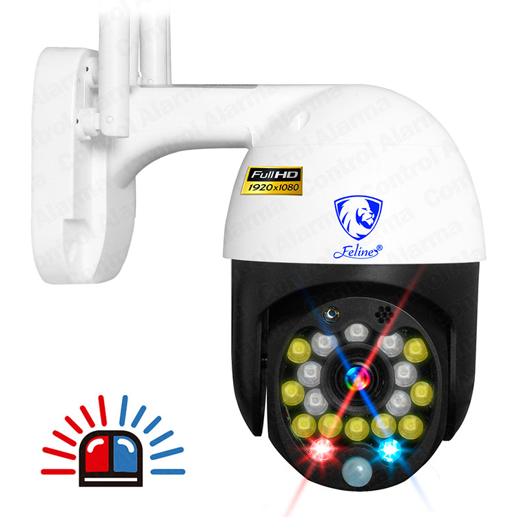Camara Wifi Exterior Full Hd Robótica Domo Zoom Nube Visión Nocturna A Color Leds Bicolor Notificacion Push Alerta Seguridad App