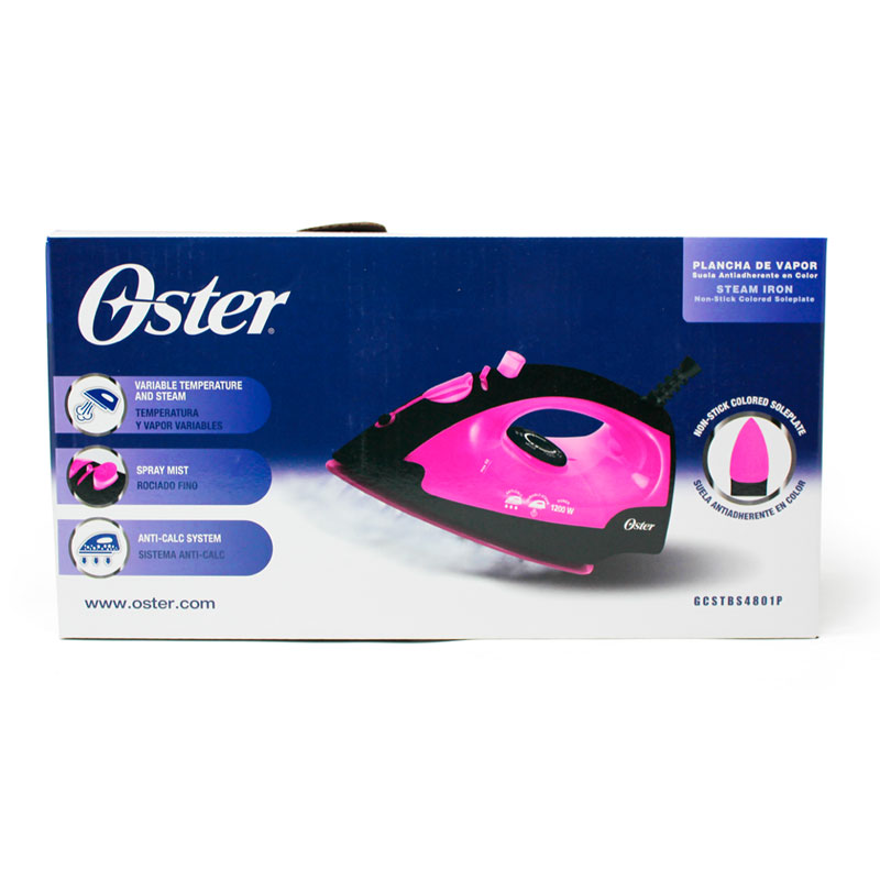 Plancha Vapor Con Suela Antiadherente Negra Con Rosa Oster Gcstbs4801p