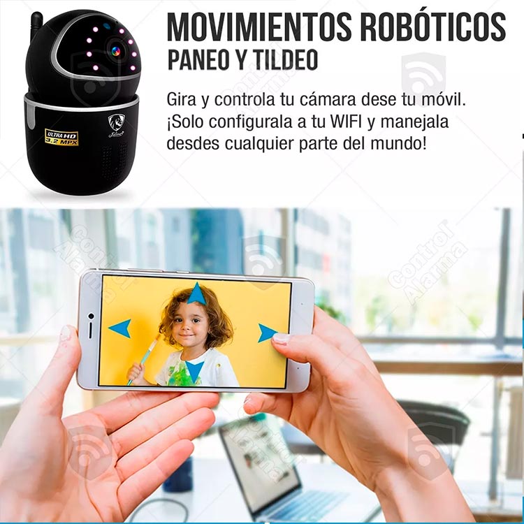 Camara Ip Robotica Wifi Inalambrica Ultra HD 3.2MPX Vision Nocturna Para Exterior App Auto Tracking Grabación En Nube