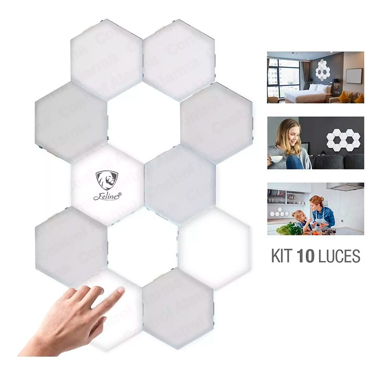 Hexagonal Lampara Sensible Al Tacto Touch Iluminacion Led 10 Modulos De Luz Pared Personalizado 