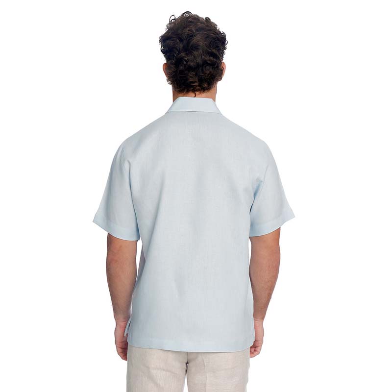 Abito Guayabera de Lino Manga Corta Azul Mod Boris