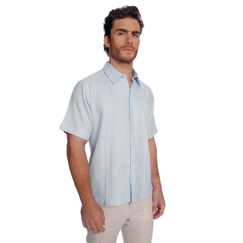 Abito Guayabera de Lino Manga Corta Azul Mod Boris