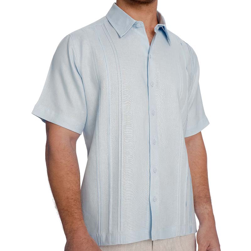 Abito Guayabera de Lino Manga Corta Azul Mod Boris