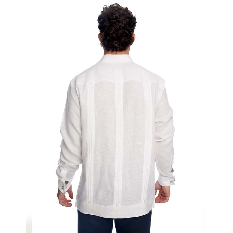 Abito Guayabera De Lino Para Mancuernillas Blanco Mod. Doble Puño