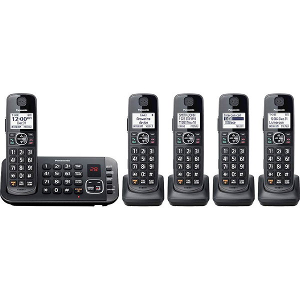 KX-TGE645M  Teléfono inalámbrico con contestador CID de 5 auriculares Reacondicionado