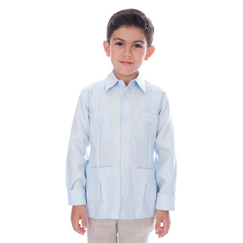 Abito Guayabera De Lino Para Niño Manga Larga Mod. Tradicional