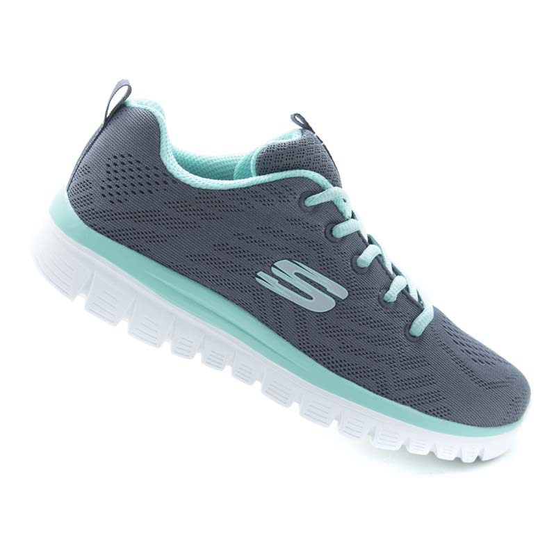 TENIS SKECHERS 12615 GRIS/AQUA DAMA