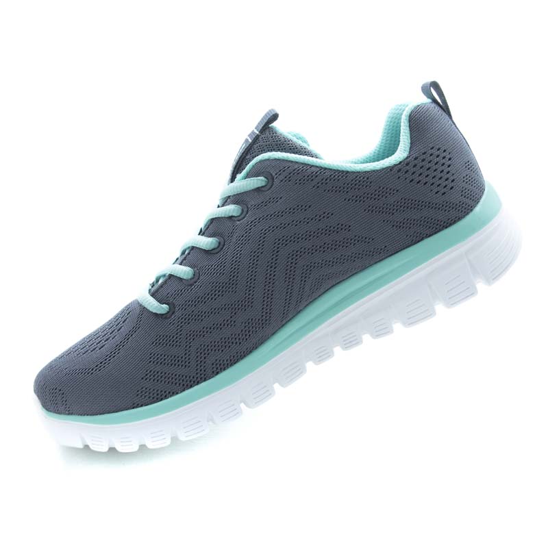 TENIS SKECHERS 12615 GRIS/AQUA DAMA