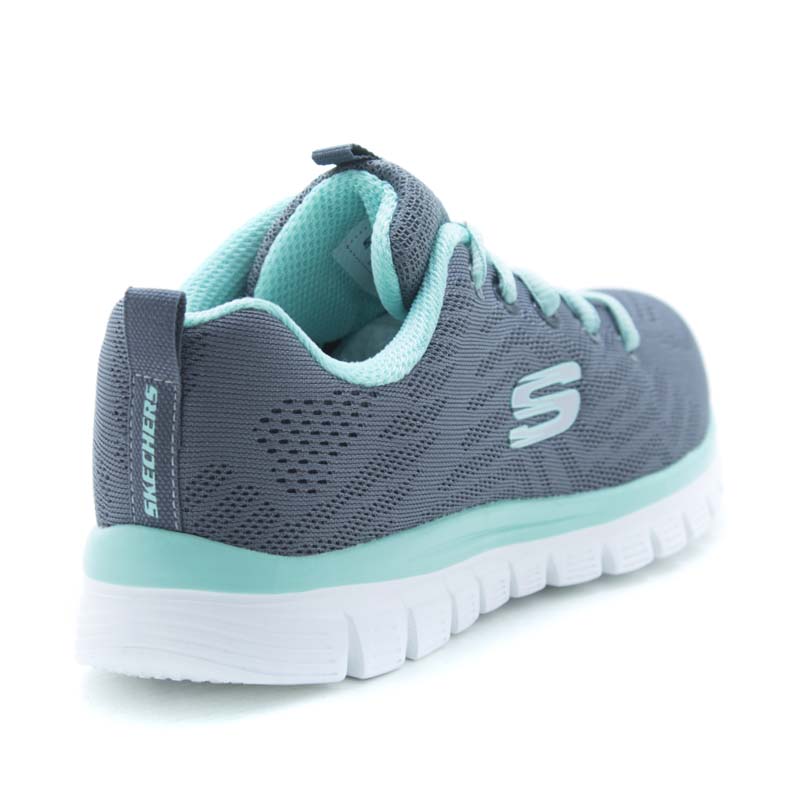 TENIS SKECHERS 12615 GRIS/AQUA DAMA