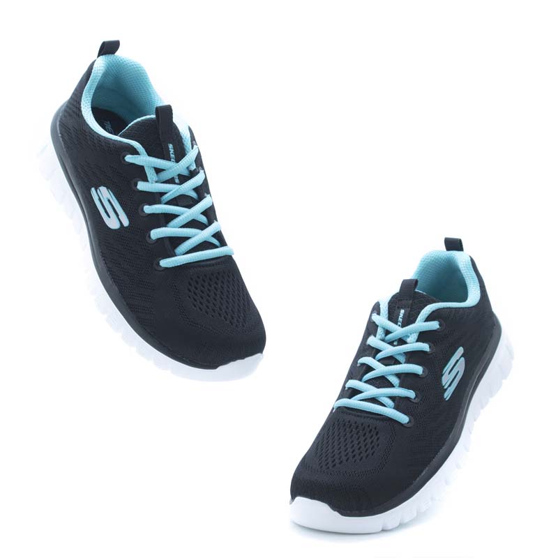 TENIS SKECHERS 12615 NEGRO/TURQUESA DAMA