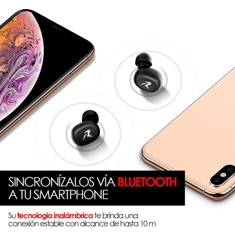 Redlemon Audífonos Bluetooth True Wireless Stereo (TWS) High Definition Inalámbricos Impermeables Grado IPX4, con Manos Libres, Base para 2 Cargas Extras y Batería de Larga Duración
