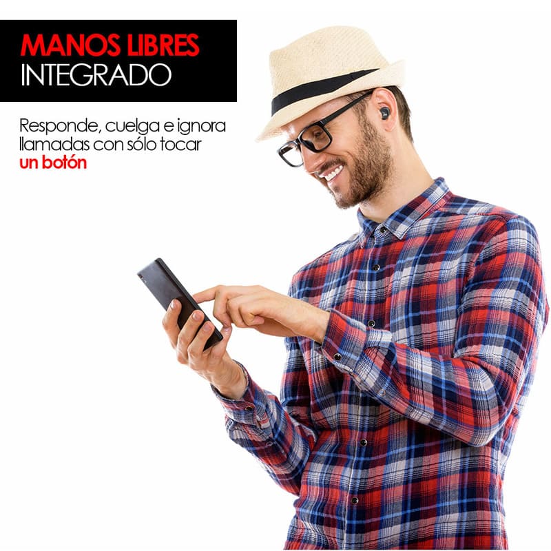 Redlemon Audífonos Bluetooth True Wireless Stereo (TWS) High Definition Inalámbricos Impermeables Grado IPX4, con Manos Libres, Base para 2 Cargas Extras y Batería de Larga Duración