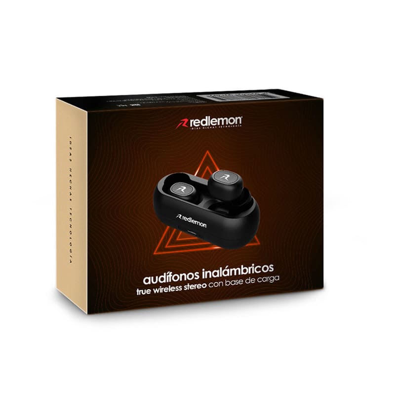 Redlemon Audífonos Bluetooth True Wireless Stereo (TWS) High Definition Inalámbricos Impermeables Grado IPX4, con Manos Libres, Base para 2 Cargas Extras y Batería de Larga Duración
