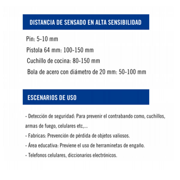 DETECTOR DE METALES PORTATIL