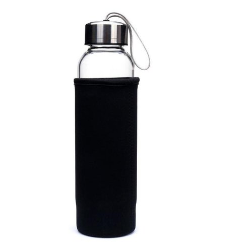 Botella Para Agua Con Cuarzo Obsidiana 600ml Versión Love 