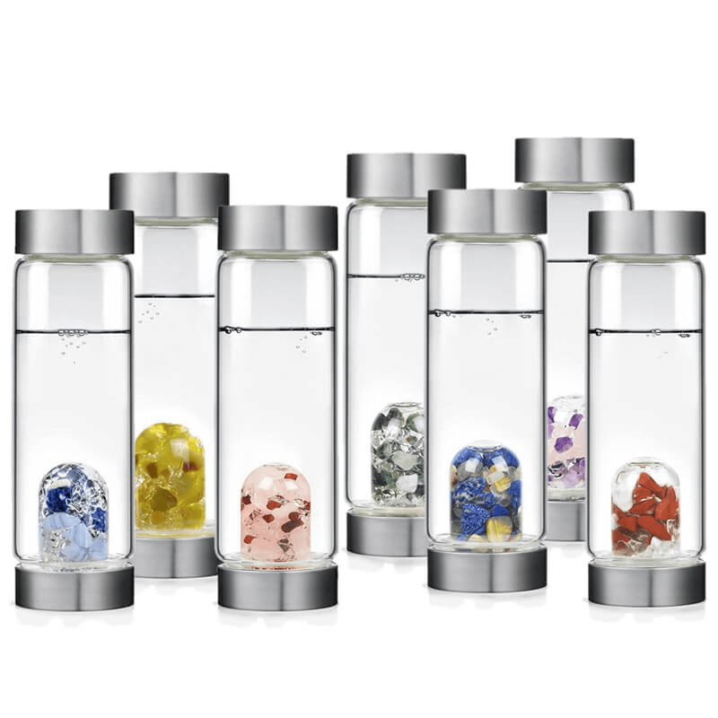 Botella Domo Con Cuarzos Agata - Topaz Versión Love 