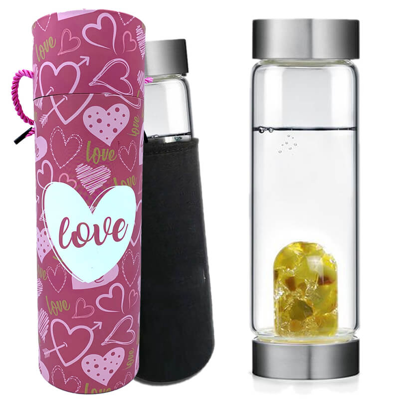 Botella Domo Con Cuarzos Agata - Topaz Versión Love 