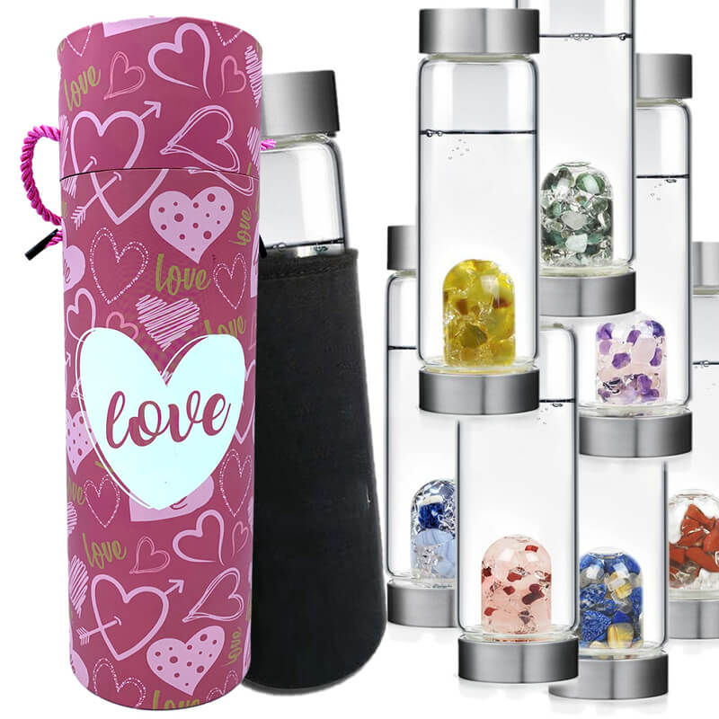 Botella Domo Con Cuarzos Agata - Topaz Versión Love 