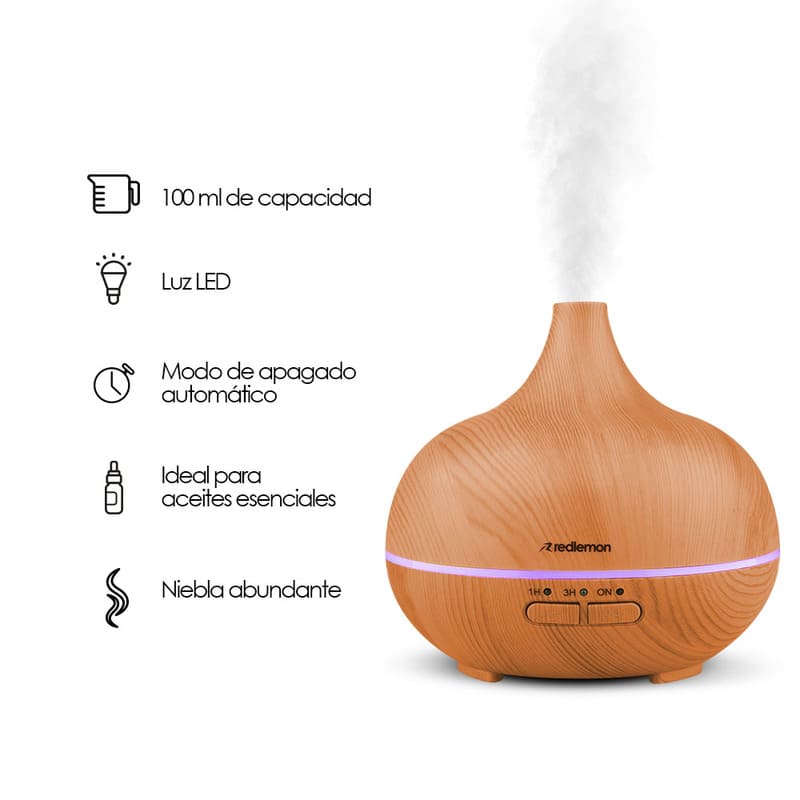 Difusor Aceites Humidificador Aromaterapia 100 Ml Redlemon