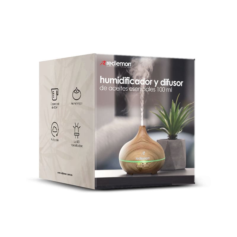 Difusor Aceites Humidificador Aromaterapia 100 Ml Redlemon