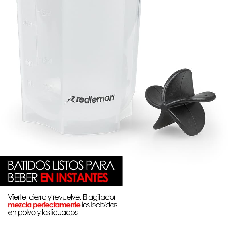 Redlemon Botella Mezcladora tipo Shaker para Proteína (700 ml / 24 Oz), con Tapa Hermética Antiderrames, Diseño Portátil, Innovador y Deportivo, Ideal para el Gimnasio