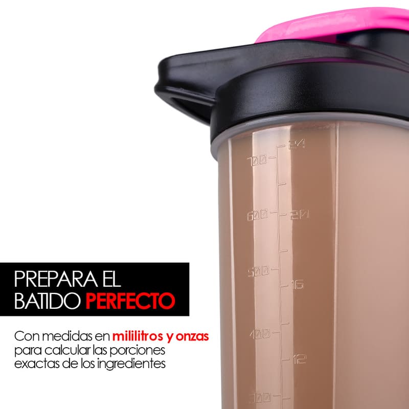 Redlemon Botella Mezcladora tipo Shaker para Proteína (700 ml / 24 Oz), con Tapa Hermética Antiderrames, Diseño Portátil, Innovador y Deportivo, Ideal para el Gimnasio