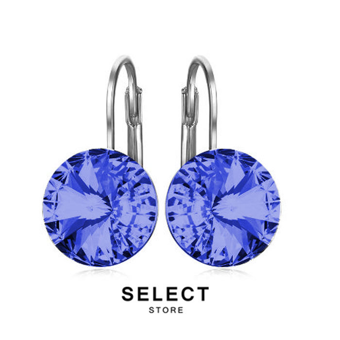 SWAROVSKI CRISTALES, Aretes colgantes para Dama Cristal 12 MM (AZUL SAPHIRE)
